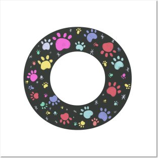 O letter with colorful paw print Posters and Art